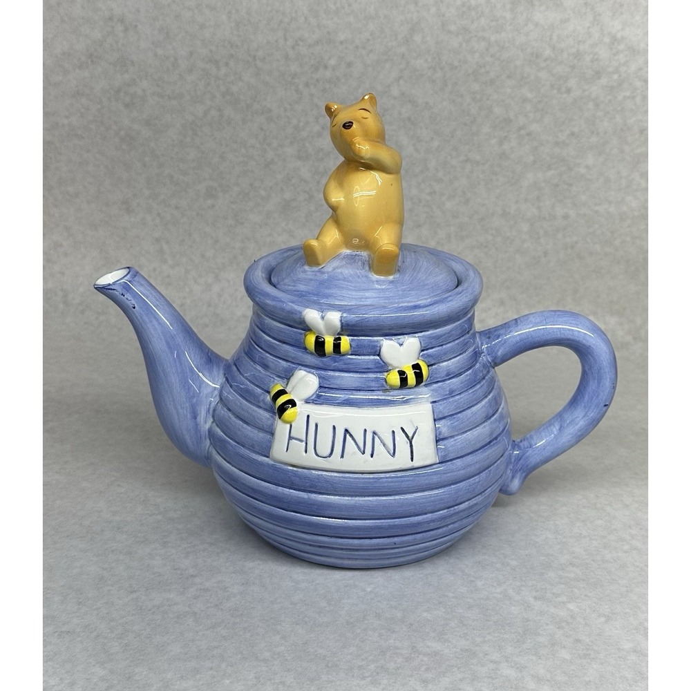 Vintage Disney Blue Treasure Craft Winnie the Pooh "Hunny" Teapot